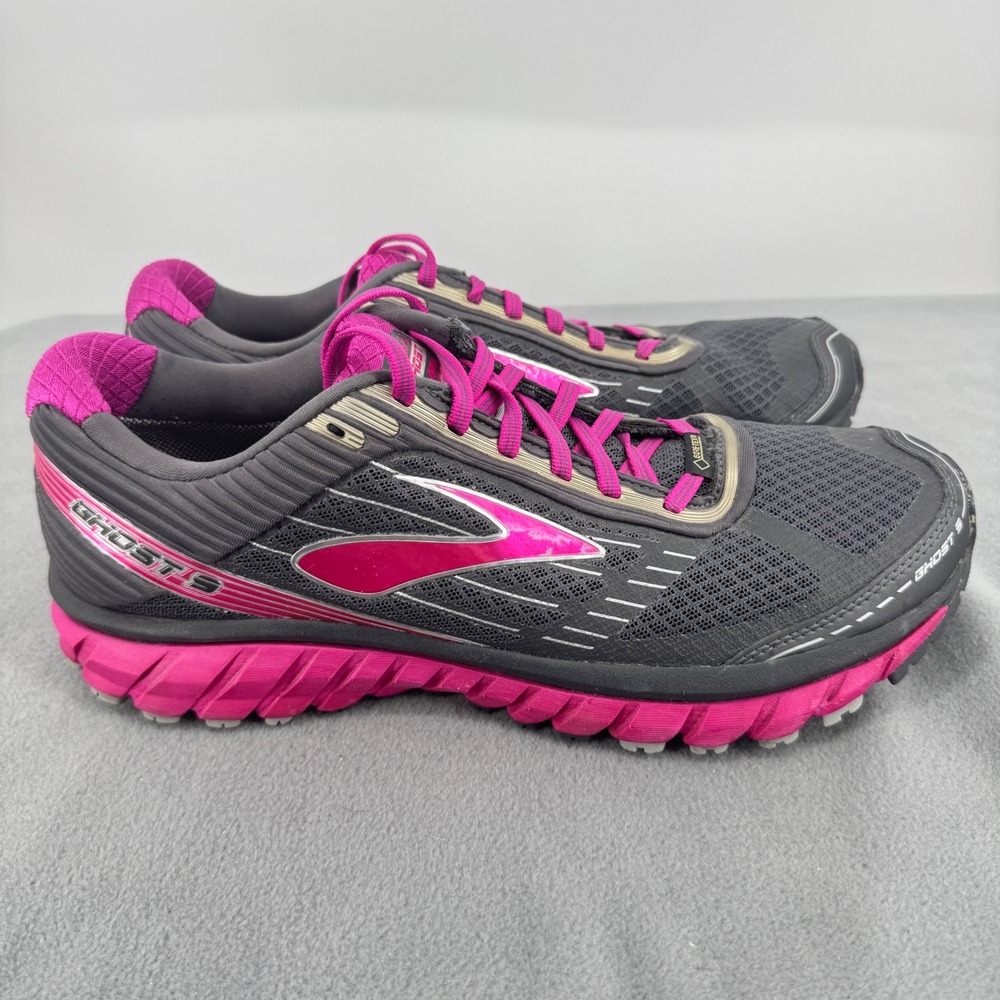 Brooks Ghost 9 GTX Women's Size 12 Grey Pink Gore-Tex Running Shoes 1202241B048